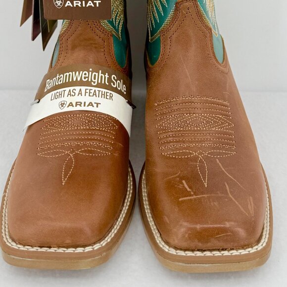 NWD Ariat Women's Odessa Brown/Metallic Turqueza Leather Western Boots Size 7B - Picture 15 of 15